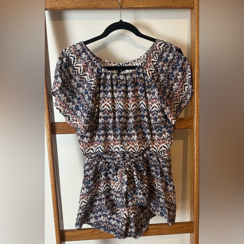 Girl Multicolored Romper With Bow